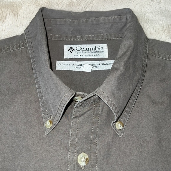 Columbia Men's Gray Button Down Flap Pocket Cotton Outdoor Shirt - Sz Large - Picture 6 of 9